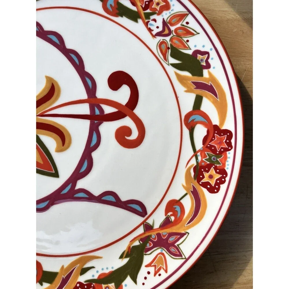 DAVID TUTERA ENTERTAINING PASSION DINNER PLATE COLORFUL FLOWERS & DESIGNS